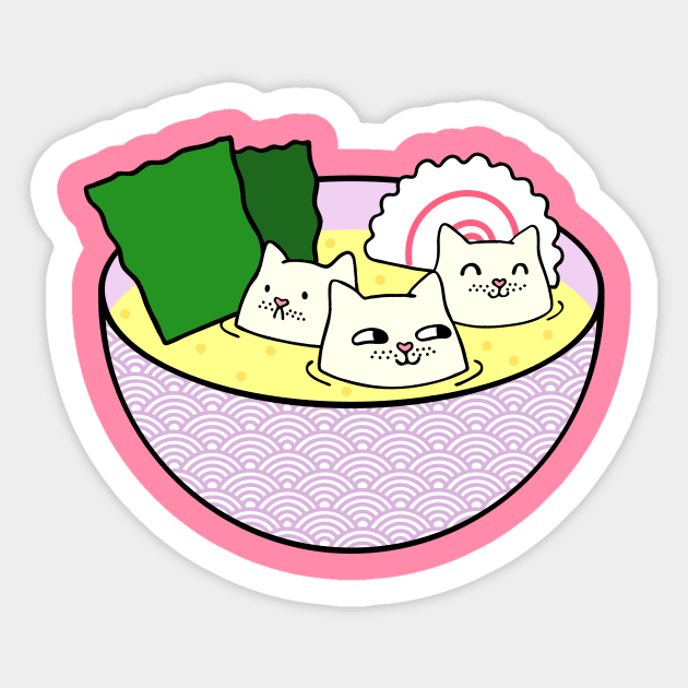 Tofu Cats in Miso Sticker by natelledrawsstuff